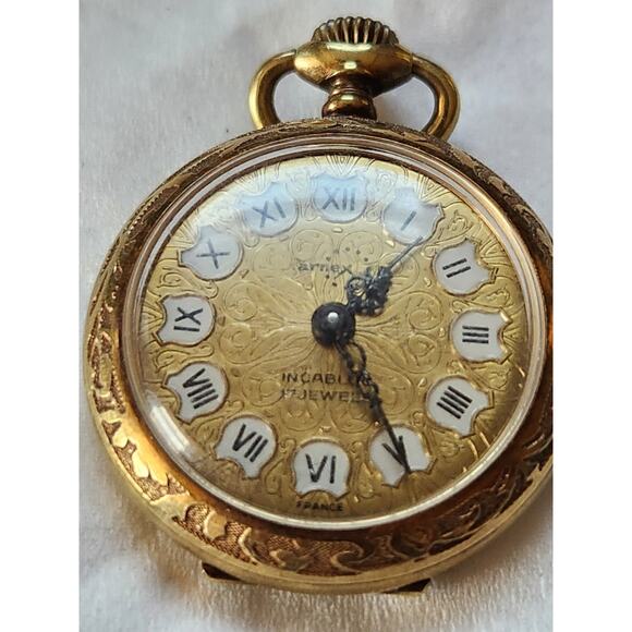 Vintage Arnex Manual Wind 10 Micron Gold Plated 30mm Pockety Watch RUNNING main image 5